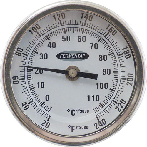 Weldless Thermometer, 2" Probe, Front View