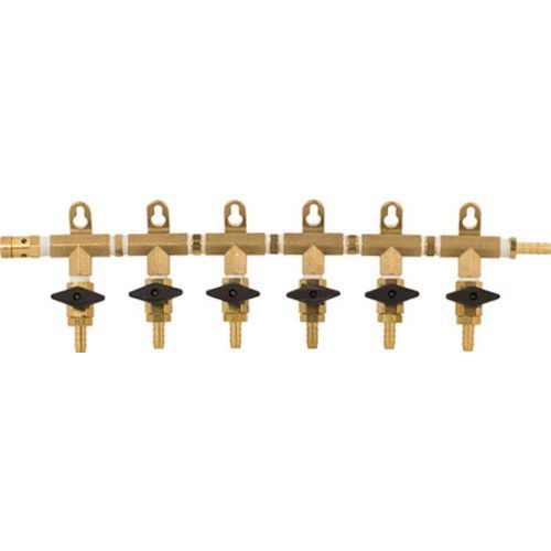 5/16" Brass CO2 Manifold, 6-Way / 5/16"