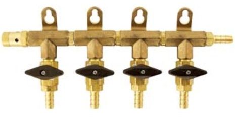 5/16" Brass CO2 Manifold, 4-Way / 5/16"