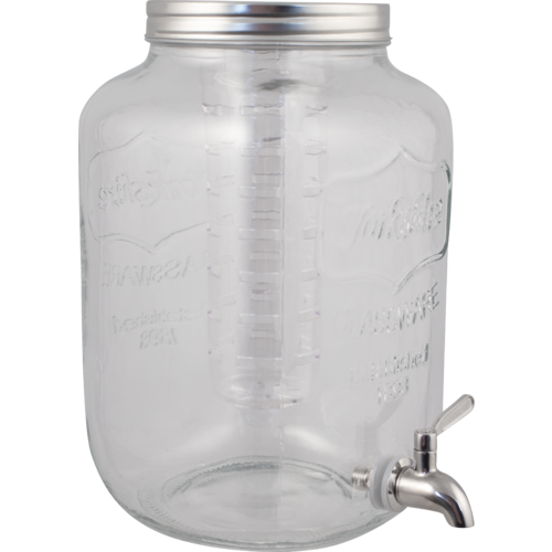 Glass Beverage Dispenser w/ Infuser & Stainless Spigot, 8L/2.1 Gal