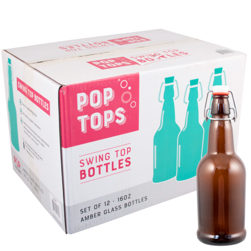 Pop Tops Swing Top Bottles, Amber