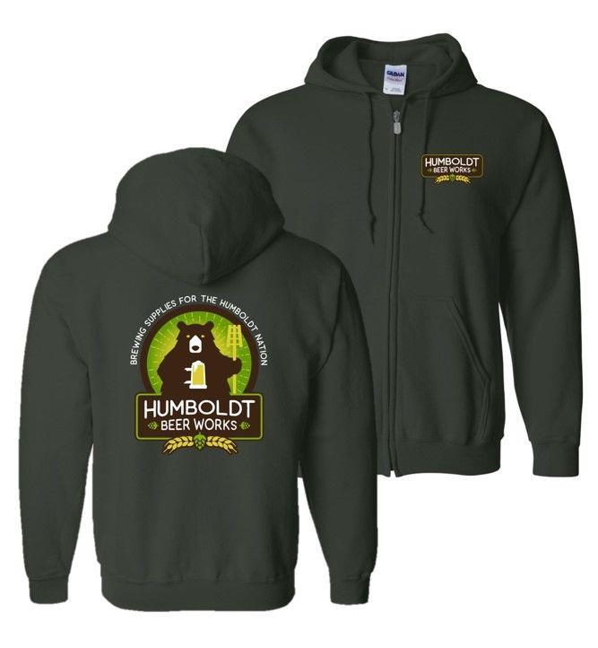 HBW Logo Zip-Up Hoodie, Green, Front & Back