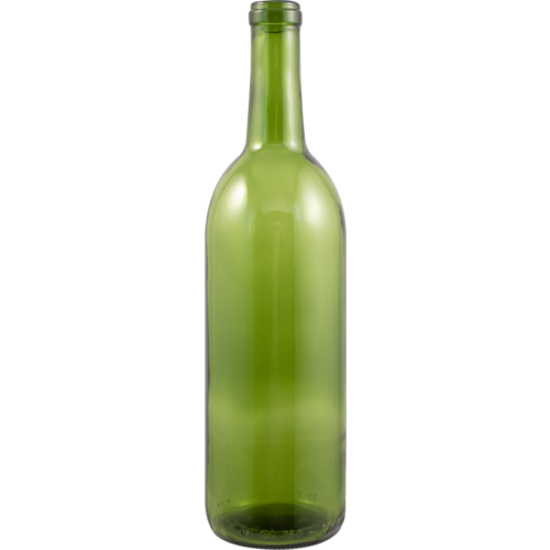750mL Champagne Green Bordeaux Flat Bottom  Wine Bottles, Case of 12