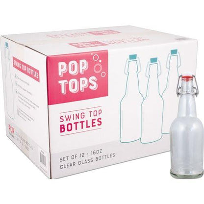 Pop Tops Swing Top Bottles, Clear
