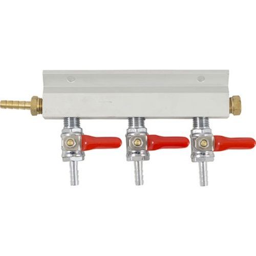 1/4" Aluminum CO2 Manifold, 3-Way / 1/4"