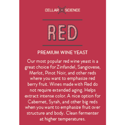 CellarScience® RED Dry Wine Yeast Information
